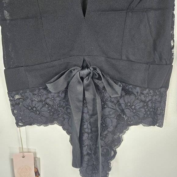 Free People x We Are HAH Women's Small Black Reversible Lacey Bodysuit NWT - Picture 6 of 14